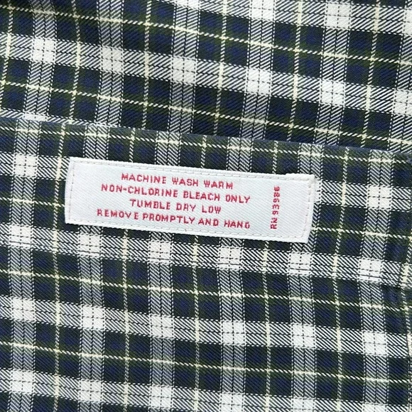 Vintage Brooks Brothers 90s Navy Plaid Button-Down Dress Casual Shirt Men Large - Picture 5 of 10